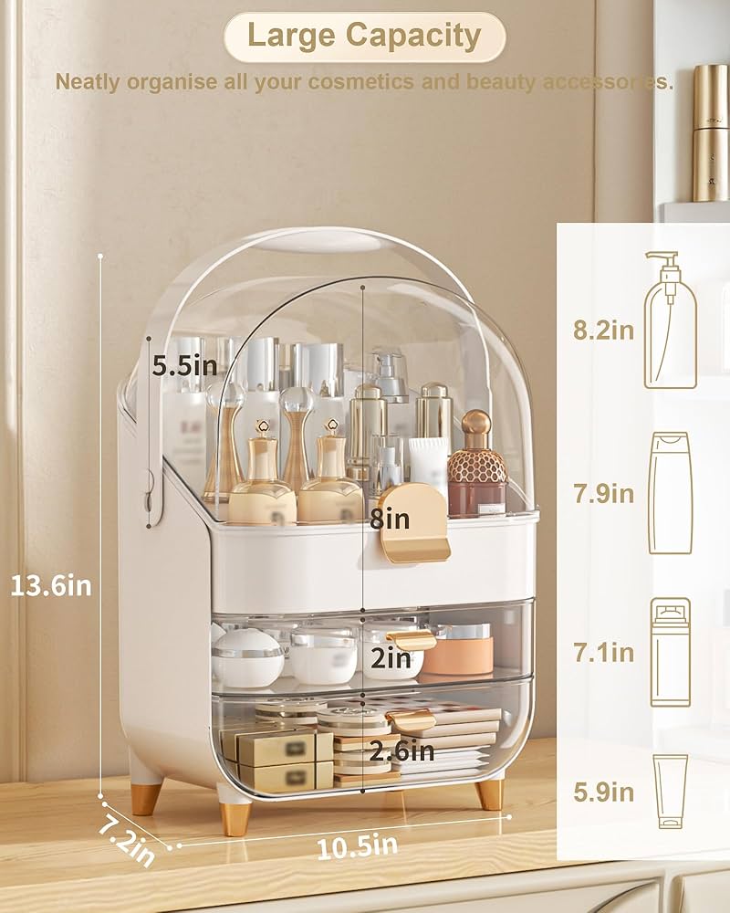 Makeup vanity cosmetic organizer large capacity