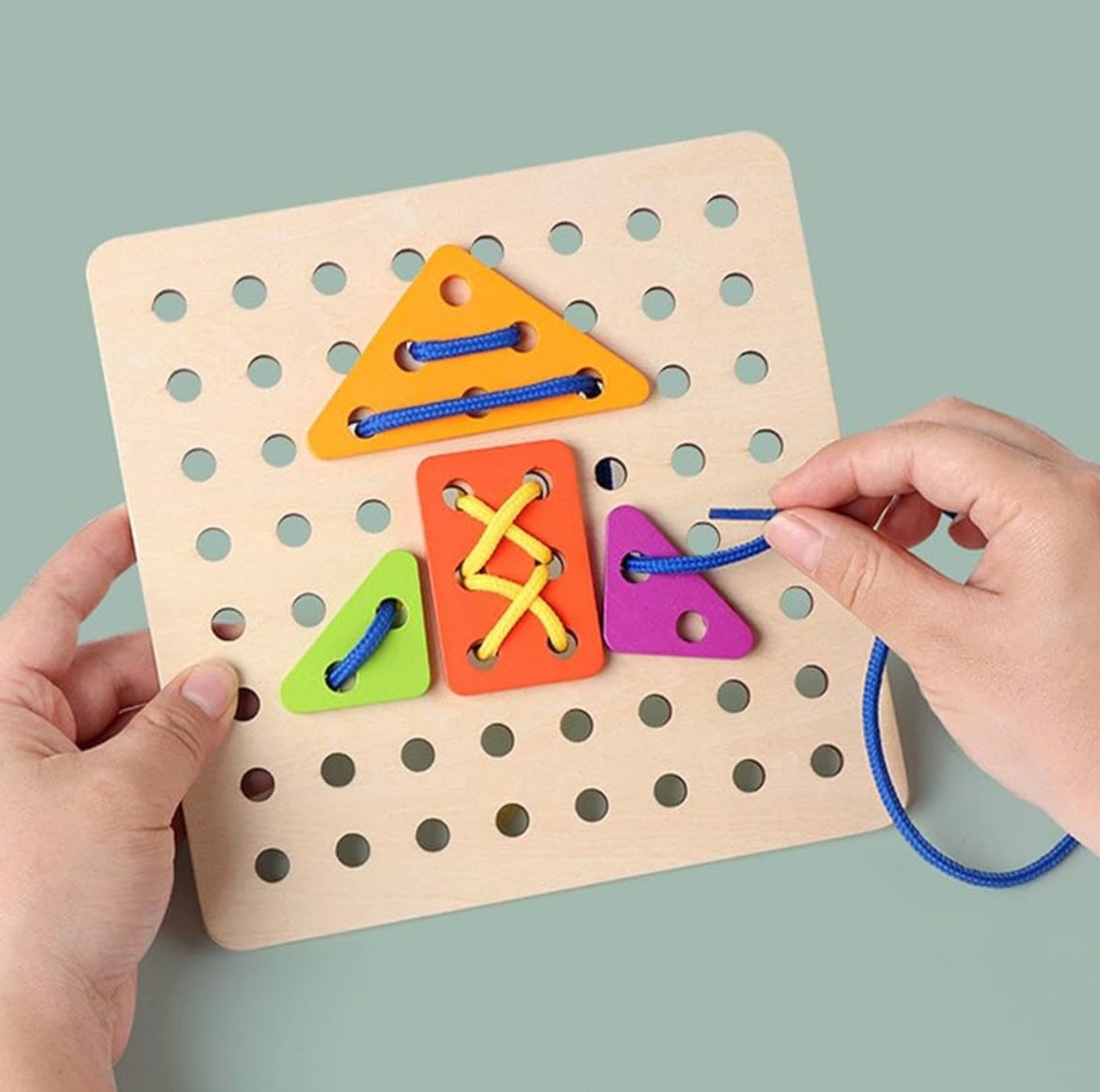 Wooden Lacing Toy Development Toys Preschool Educational Fine Motor Skills Fun Roping Game