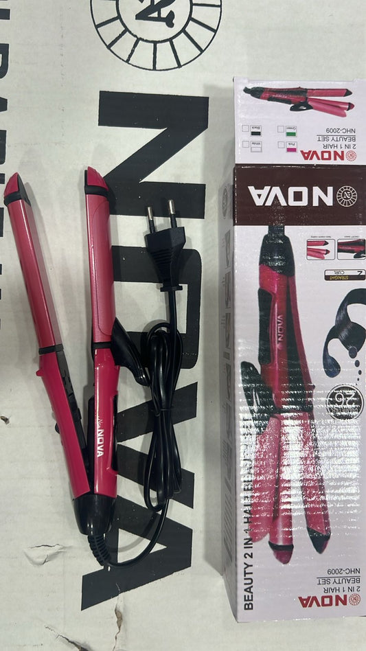 2 in 1 NOVA NHC-2009 Hair Curler and Hair Straightener