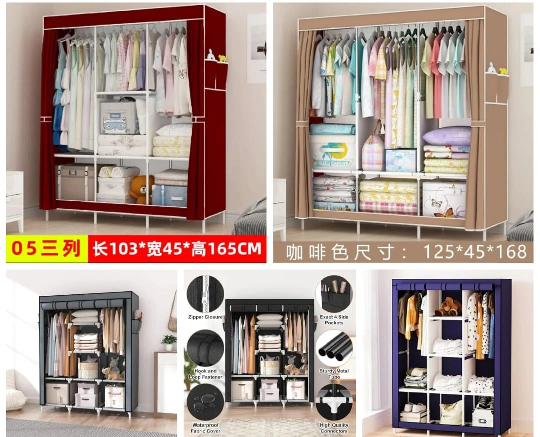 Non-woven Cloth Wardrobe Folding Portable Clothing Storage Cabinet SIZE: 103*45*165