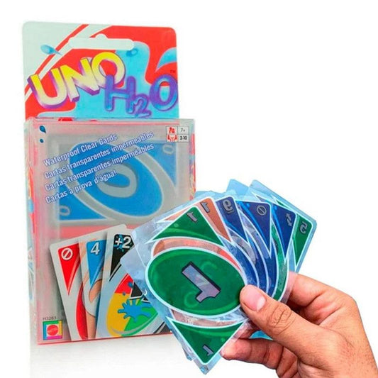 UNO H2O Card Game Waterproof Pressure Proof PVC Plastic Transparent Kids Toys - 112 Cards Pack