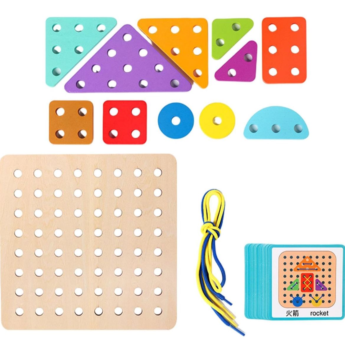 Wooden Lacing Toy Development Toys Preschool Educational Fine Motor Skills Fun Roping Game