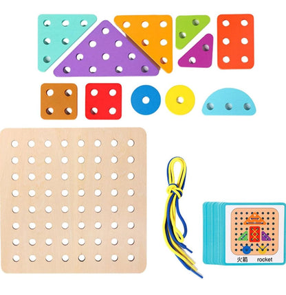 Wooden Lacing Toy Development Toys Preschool Educational Fine Motor Skills Fun Roping Game