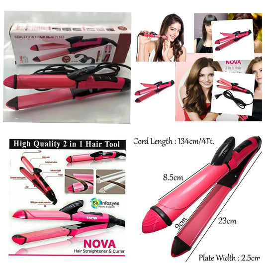 2 in 1 NOVA NHC-2009 Hair Curler and Hair Straightener