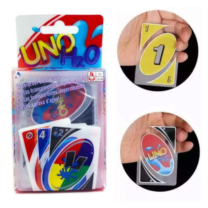 UNO H2O Card Game Waterproof Pressure Proof PVC Plastic Transparent Kids Toys - 112 Cards Pack