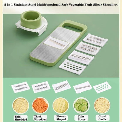 Manual Food Grater,  5 in 1 Grater and Slicer with Stainless Steel Blade, Multi-functional Vegetable Fruit Slicer for Kitchen