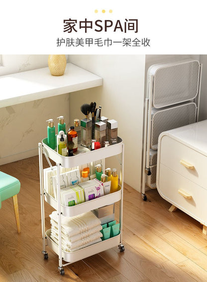 3-Tier Foldable Trolley Organizer With Wheels, Available in white and Black color